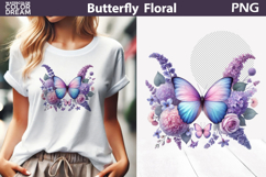 Purple Pink Blue Butterfly Floral Clipart | Botanical Butter Product Image 1