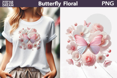 Pastel Pink Butterfly Floral Clipart | Botanical Butterfly Product Image 1