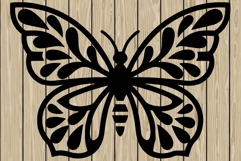Butterfly floral stencil silhouette SVG Product Image 1
