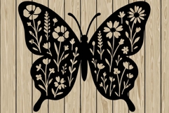 Butterfly floral stencil silhouette SVG Product Image 1