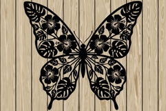 Butterfly floral stencil silhouette SVG Product Image 1