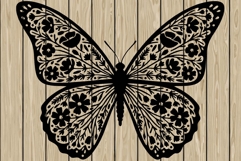 Butterfly floral stencil silhouette SVG Product Image 1