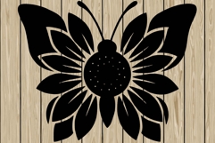 Butterfly floral stencil silhouette SVG Product Image 1