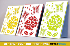 Butterfly Flower Card Cover Paper Cut Product Image 1