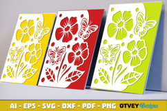Butterfly Flower Card Cover Paper Cut Product Image 1