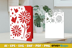 Butterfly Flower Card Cover Paper Cut Product Image 1