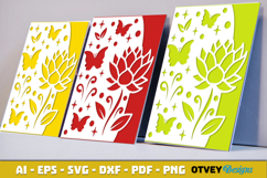 Butterfly Flower Card Cover Paper Cut Product Image 3