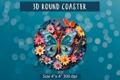 Butterfly Flowers Round coaster