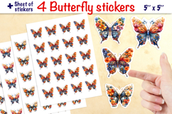 Floral butterfly stickers PNG, insects stickers, gemstones Product Image 1