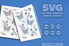 Butterfly Floral Folk Art Greeting Card SVG Product Image 2