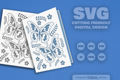 Butterfly Floral Folk Art Greeting Card SVG Product Image 2