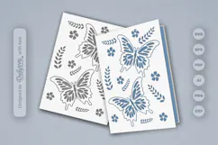 Butterfly Floral Folk Art Greeting Card SVG Product Image 1