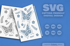 Butterfly Floral Folk Art Greeting Card SVG Product Image 2
