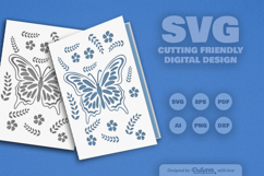 Butterfly Floral Folk Art Greeting Card SVG Product Image 2