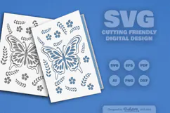 Butterfly Floral Folk Art Greeting Card SVG Product Image 2