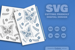 Butterfly Floral Folk Art Greeting Card SVG Product Image 2