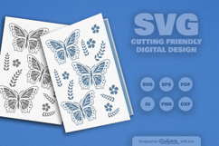 Butterfly Floral Folk Art Greeting Card SVG Product Image 2