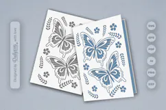 Butterfly Floral Folk Art Greeting Card SVG Product Image 1