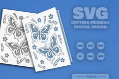 Butterfly Floral Folk Art Greeting Card SVG Product Image 2