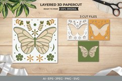 3D Papercut Butterfly Folk Art with Flowers and Leaves Product Image 1