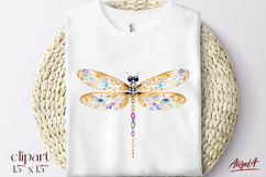 Colorful dragonfly clipart, dragonfly flowers sublimation Product Image 1