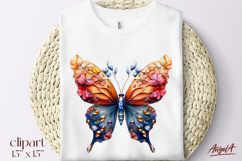 Butterfly clipart with flowers, gemstones, floral clipart Product Image 1