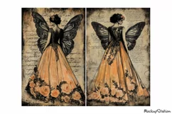Butterfly Girl Gothic Shabby Old Paper Junk Journal Papers Product Image 3