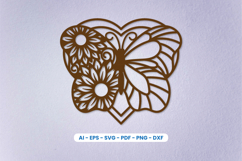 Butterfly Heart Floral SVG Laser Cut File Product Image 1