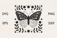 Floral Butterfly illustration with Flowers SVG Product Image 1