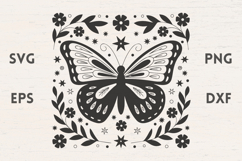 Butterfly illustration with Flowers and Leaves Product Image 1