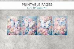 Floral and butterfly printables, junk journal sheets Product Image 2