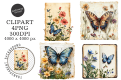 Butterfly Junk Journal Page PNG Product Image 1