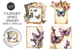 Butterfly Junk Journal Page PNG Product Image 1