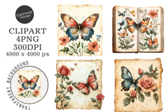Butterfly Junk Journal Page PNG Product Image 1