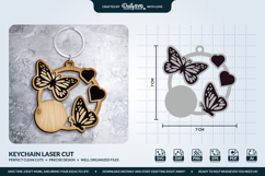 Butterfly Keychain Laser Cut Template Product Image 1