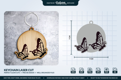 Butterfly Keychain Laser Cut Template Product Image 1
