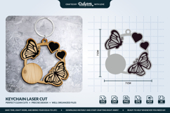 Butterfly Keychain Laser Cut Template Product Image 1