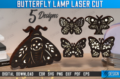Butterfly Lamp Laser Cut Bundle, 3D Wooden Night Lights SVG Product Image 1