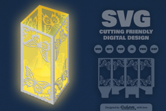 Butterfly Lantern Paper Cut SVG Product Image 1