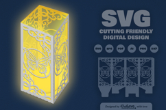 Butterfly Lantern Paper Cut SVG Product Image 1