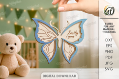 3D Butterflies Bundle Laser Cut. Hanging Nursery Decor SVG Product Image 6