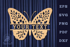 Butterfly Lasercut Split Monogram SVG Product Image 1