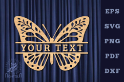Butterfly Lasercut Split Monogram SVG Product Image 1