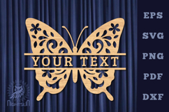 Butterfly Lasercut Split Monogram SVG Product Image 1