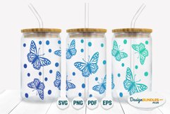 Butterfly wrap for Libbey can glass | Summer SVG template Product Image 2