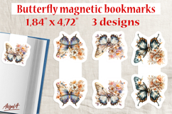 Butterfly bouquet of flowers magnetic bookmark Print and cut Product Image 1