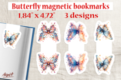 Floral butterfly magnetic bookmark Gem Print and cut PNG Product Image 1