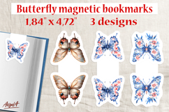 Floral Blue Butterfly magnetic bookmarks Pink flowers PNG Product Image 1