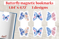 Floral butterfly magnetic bookmark Chinoiserie blue and pink Product Image 1