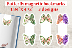 Green Floral butterfly with gemstones magnetic bookmark PNG Product Image 1